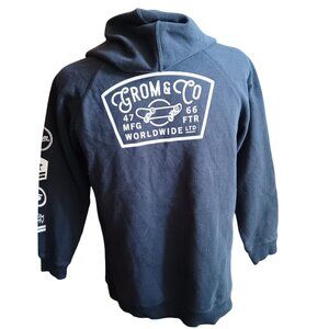 Grom & Co Boys XL Black Hoodie Sweatshirt With Pockets Skater Sleeve Print